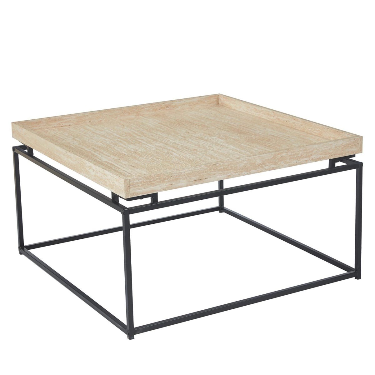 Table basse beige Duplix 80cm avec rangement intelligent - 3