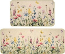 Wildflower Kitchen Mats Set Of 2 Non Slip Floral Kitchen Floor Mats Vintage...