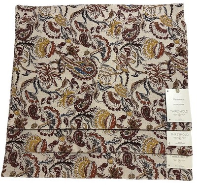 Target Threshold Paisley Placemats (6) NWT Blue Yellow Orange Red Brown Fall