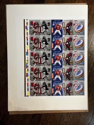 1992 SkyBox PrimeTime NFL Uncut Press Sheet Jerry Rice Deion Sanders Elway COA