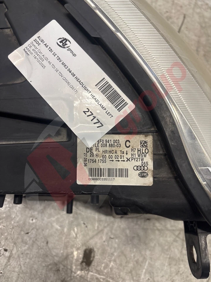 AUDI A6 TDI SE TDV MK3 04-08 HEADLIGHT HEADLAMP LEFT SIDE 4F0941003 - Image 4 of 4