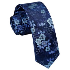 Blue Ties for Men 2.17" Skinny Tie Navy Blue Paisley Floral Slim Neckties For...