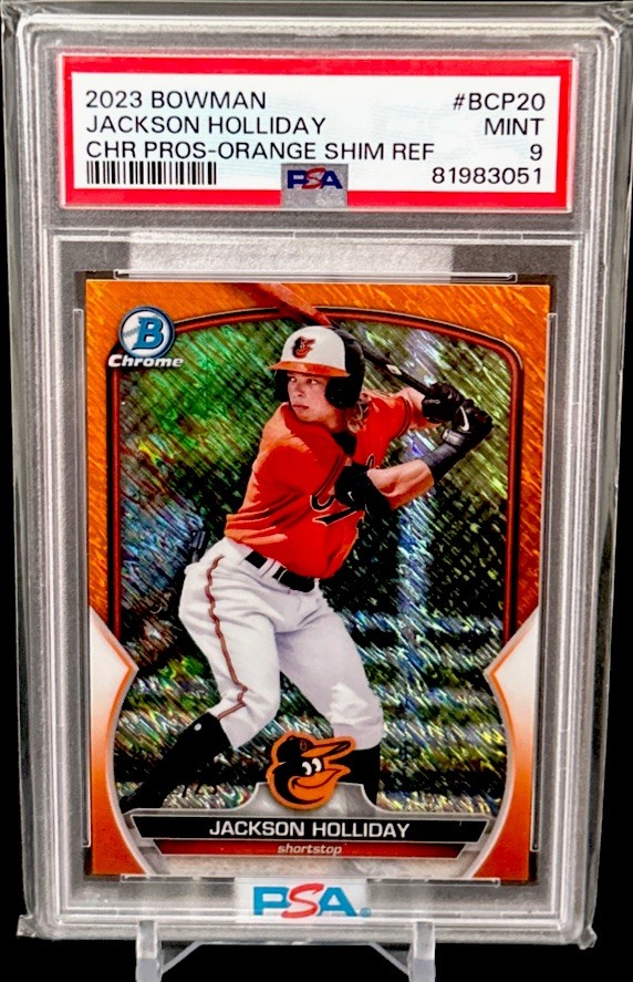 Jackson Holliday 2023 Bowman Chrome Pros Orange Shimmer Ref #BCP20 #22/25 Mint 9