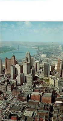 Ambassador Bridge, Detroit River, Canada, J. L. Hudson Company, Postcard