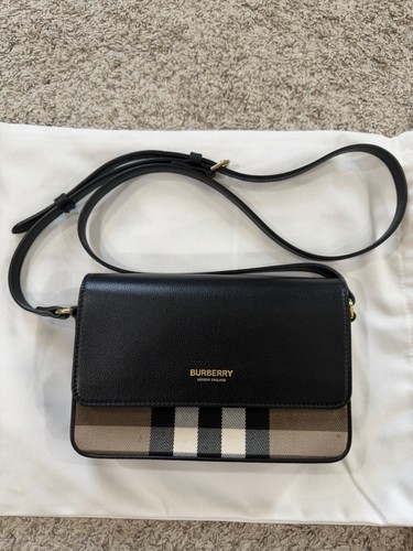 Burberry Black Check Canvas Leather Crossbody Shoulder Bag (GREAT CONDITION)