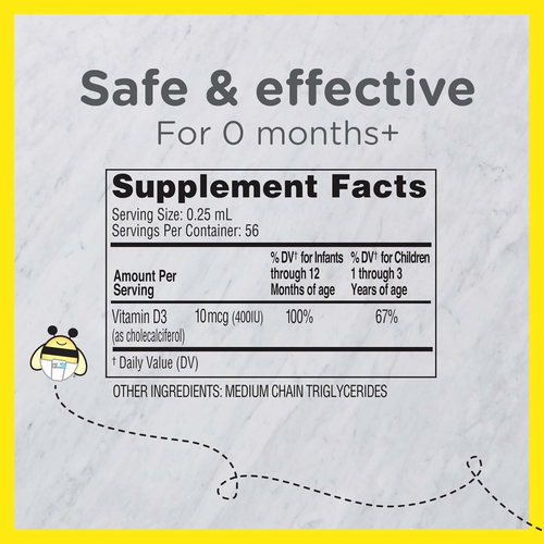 Zarbee's Vitamin D Drops for Infants, 400IU (10mcg) 0.47 Fl Oz (Pack of 1) - Picture 7 of 7