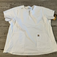 Carhartt Force Women Scrub Top 3XL White Modern Fit Cross-Flex Split Neck NWT