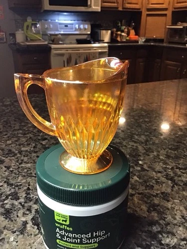 VINTAGE Jeanette Anniversary Marigold Creamer Carnival Glass Iridescent MINT