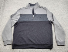 Izod Sweater Mens Large Gray Advantage Performance Stretch Quarter Zip Pullover