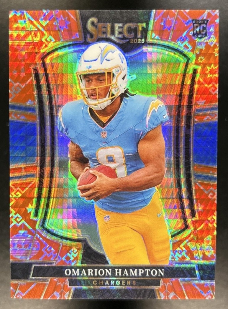 2025 Panini Select Omarion Hampton Premier Level RC Lucky Envelope Prizm #/8
