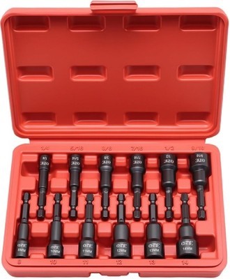 12 PCS Magnetic Nut Driver Set Metric SAE 1/4 Hex Impact Sockets