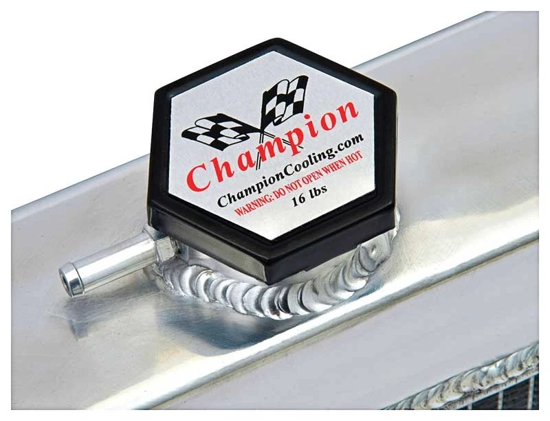 Chevy II Nova 1966-67; conversión V8; radiador de aluminio Champion; 3 filas 15-1/4" Foto 3 de 3