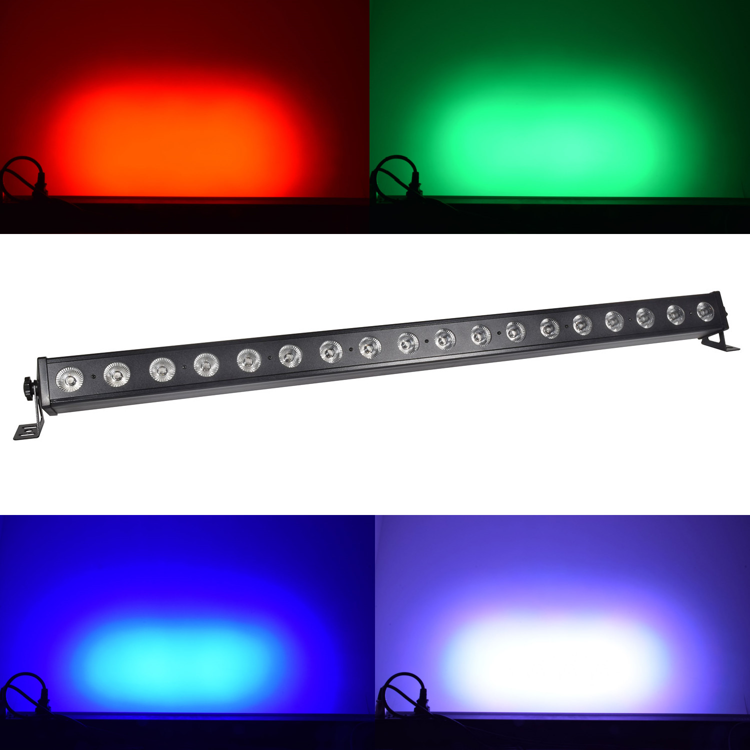 QTX Tri-Bar - 3 Segment 18x 3W RGB LED Wall Bar - DMX Wall wash - Disco Stage