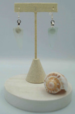 Ice Aqua Sea Glass Pieces: Rounded Triangle Rectangle Shaped Earring Pair E 49