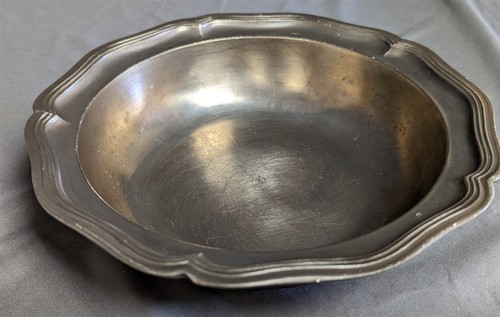 Ende 19. Jahrhundert deutsche Rein Zinn SKS Design 9" Wellenrand 92% Zinn Schale JC - Bild 4 von 8