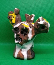 "Internal Challenge"-Original Clay sculpture, hand made and glazed. Very cool !