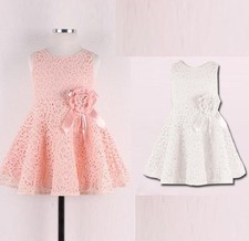 Flower Girl Party Dress Pretty Lace/Flower Detail pink white red Size 1,2,3,4,5