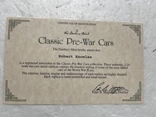 EXTREMELY RARE DANBURY MINT CLASSIC PRE WAR CARS *CERTIFICATE ONLY*