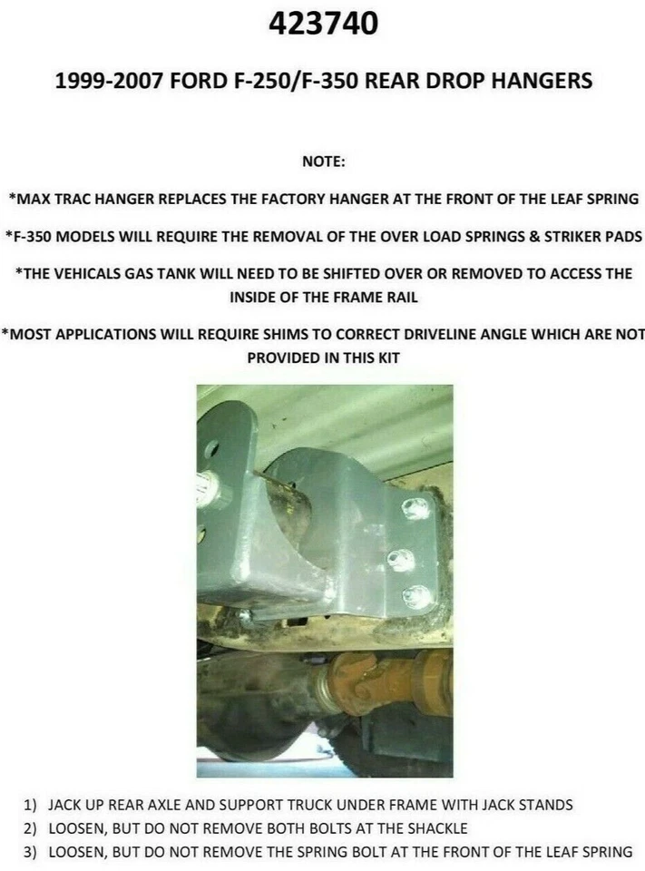 Perchas traseras de 4" MaxTrac 423740 para Ford F250/F350 Super Duty 1999-2007 PU Foto 2 de 4