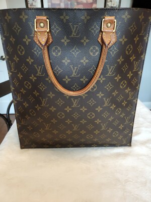 LOUIS VUITTON LV    Sac Plat Tote Hand Bag Monogram Leather Brown