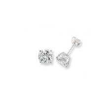 Silver gents single round c/z stud - sizes avaialble - 3mm 4mm 5mm 6mm 7mm 8mm