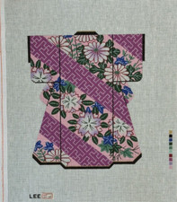 Lee Pink Daisies Kimono SPM366 8 x10 Handpainted Needlepoint Canvas Design