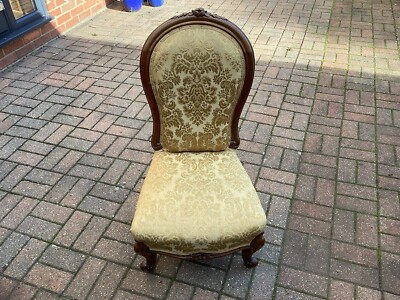 One Antique French Walnut High Back Open Armchair