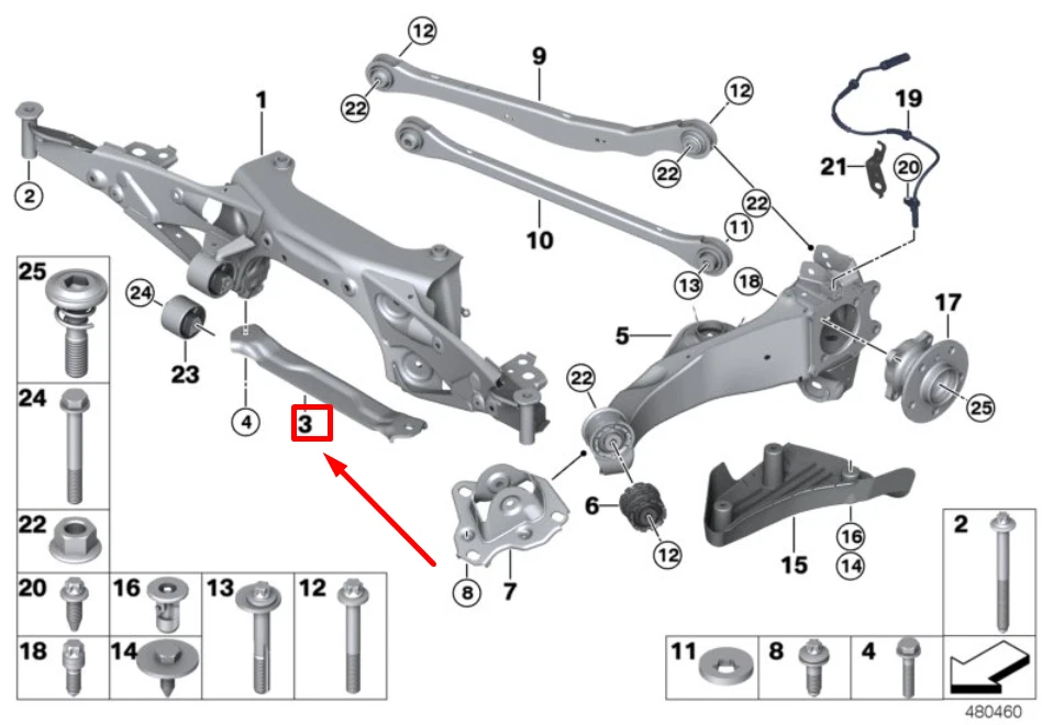 NEW BMW X2 F39 REAR SUSPENSION CROSSMEMBER REINFORC. 6865471 