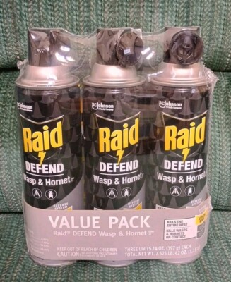 Raid DEFEND Wasp & Hornet Killer 3 Can Value Pack (NIP)