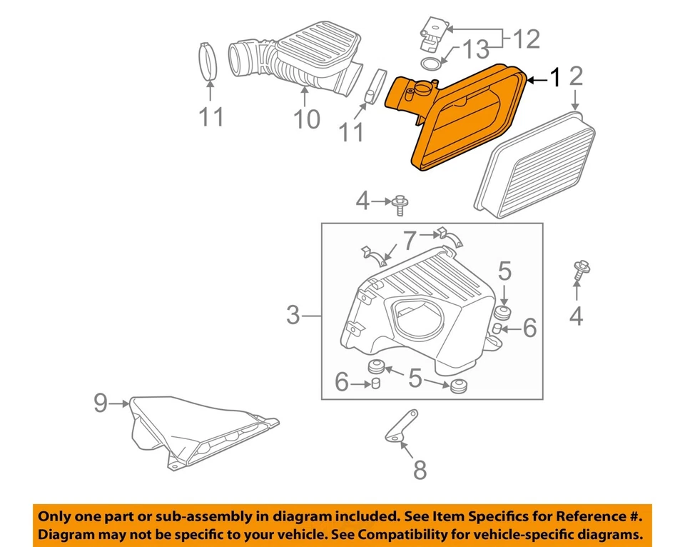 Used Air Cleaner Assembly fits: 2004 Mitsubishi Endeavor  Grade A - Image 3 of 4