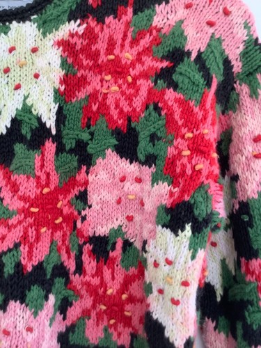 Vintage Signatures by Northern Isles Damen MED Grobstrick Blumen handgestrickt Pullover - Bild 4 von 9