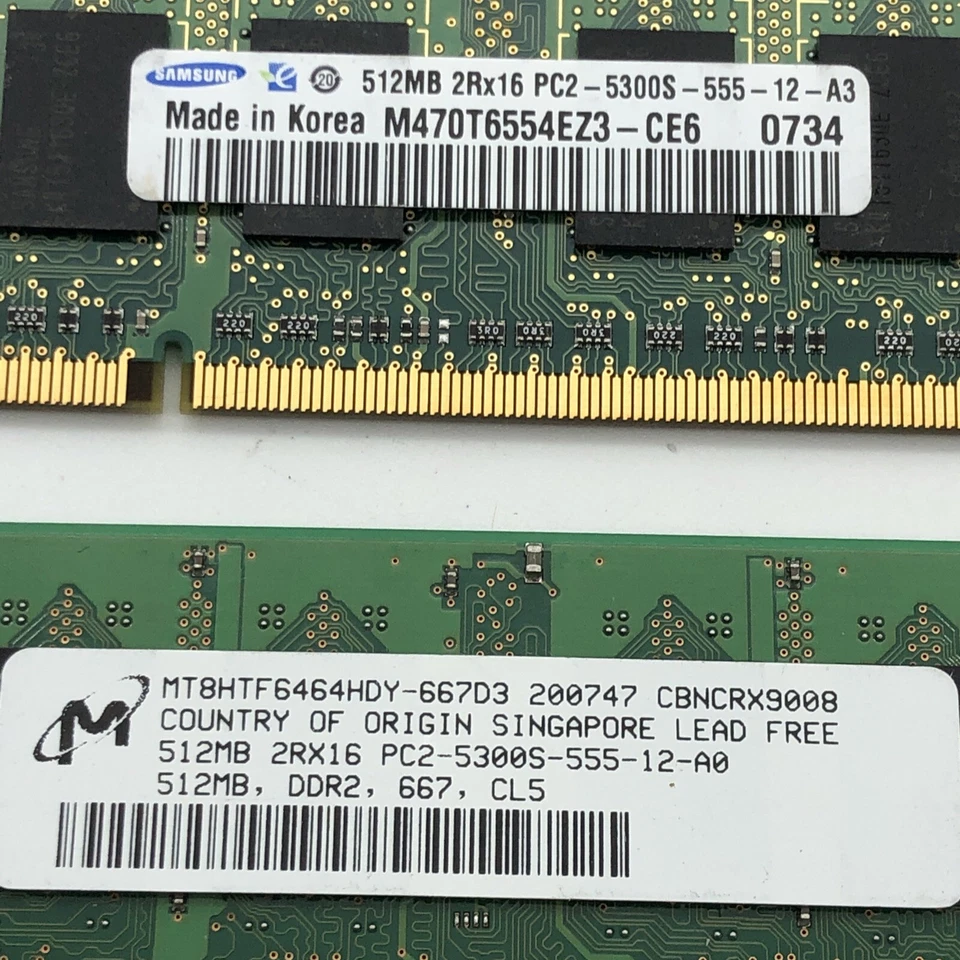Lot 10 pcs 512MB PC2-5300s PC5300 DDR2 667Mhz 2Rx16 8 SoDimm 200pin Memory - Image 4 of 4
