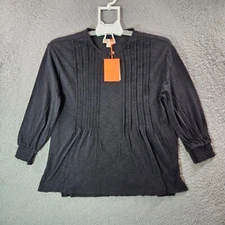 NWT Knox Rose Top Blouse Women XS Keyhole Neck Stretch Black