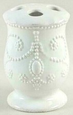    FRENCH PEARL White TOOTHBRUSH HOLDER Bathroom Decor NEW