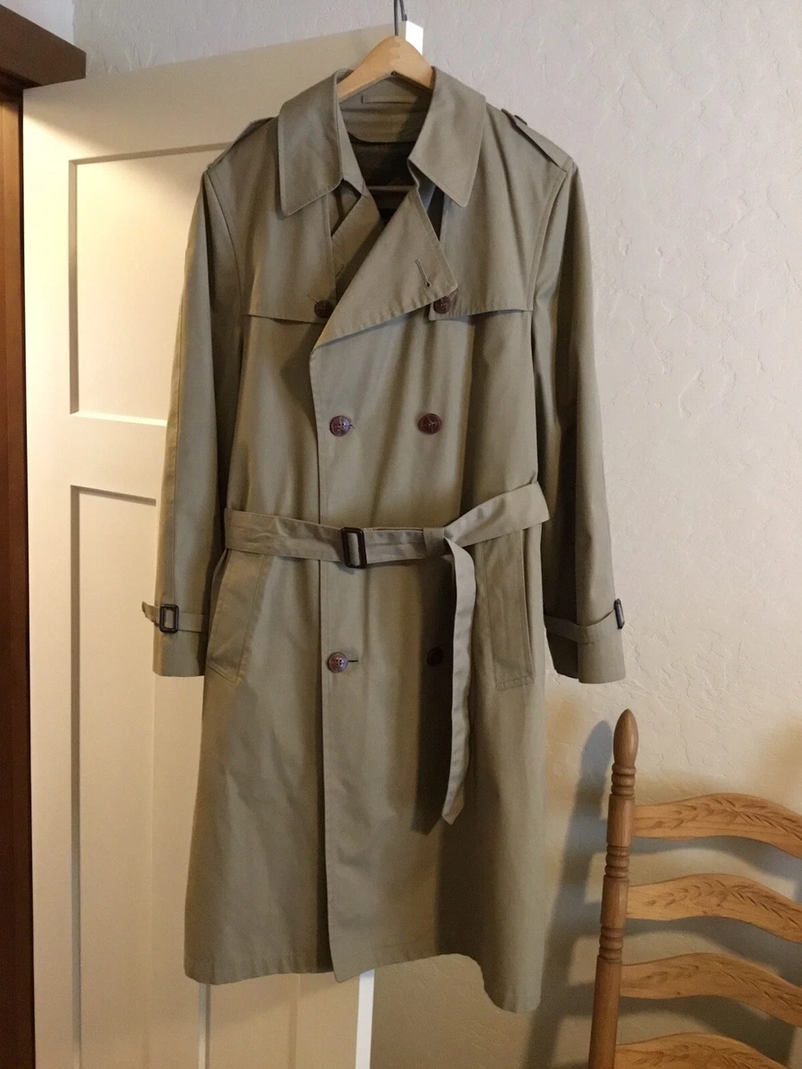 Hart Schaffner Marx Double Breasted Beige Trench Coat with Wool Liner, 40L