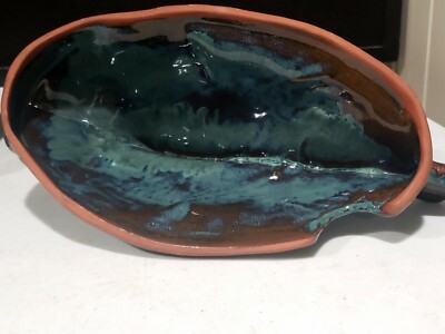 HTF Thora Ovenware Blue Teal Pottery Rockfish Soup Tureen | eBay