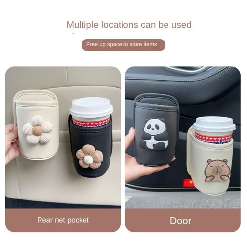 PU Leather Car beverage rack Panda Cup stand Car Cup Holder Automotive - Afbeelding 12 van 21