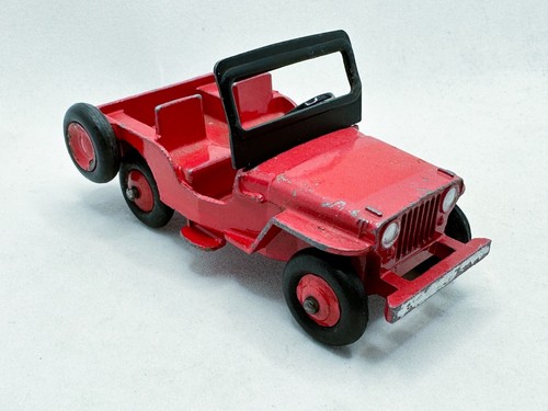 VINTAGE DINKY TOYS # 25Y / 405 UNIVERSAL JEEP DIECAST MODEL CAR RED 1952 VGC - Picture 4 of 5