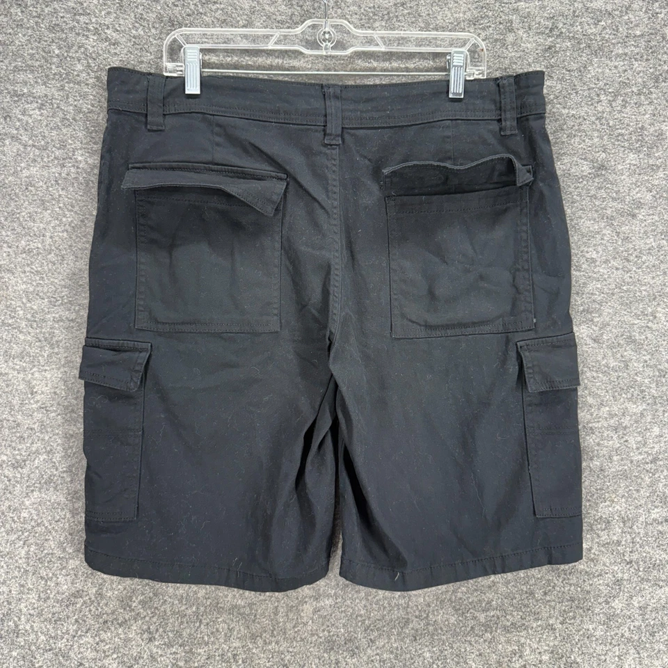 Pantalones Cortos Carga Buffalo Hombres 34 Negros Tiro Medio Bolsillos Frontales Planos Algodón Calce Regular Foto 2 de 4