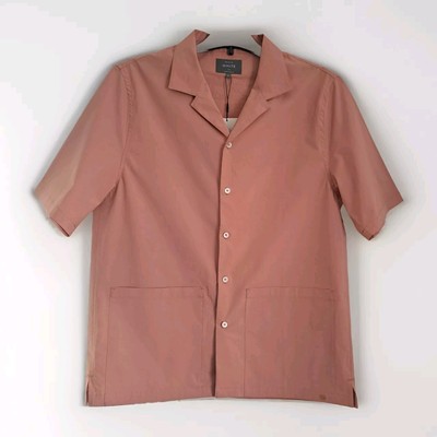 PRIVATE WHITE V.C FLYWEIGHT CAMP COLLAR SHIRT IN BLUSH PINK. SIZE 4/M