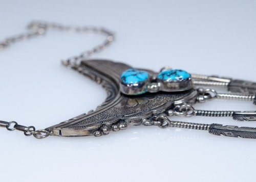 Argento - Vintage Collier Con Turchesi - Lee Thompson - Navajo, Gioielli Indiani - Foto 7 di 10