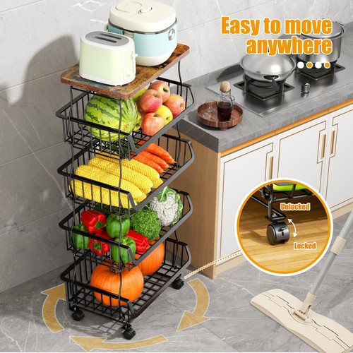 Fruit Vegetable Basket For Kitchen 5 Tier Stackable Fruit Vegetable Storage Bask - Picture 6 of 7