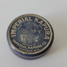 1910 Antique Imperial Kapura Co Buffalo N.Y. Skin Care Oinment Cream Tin