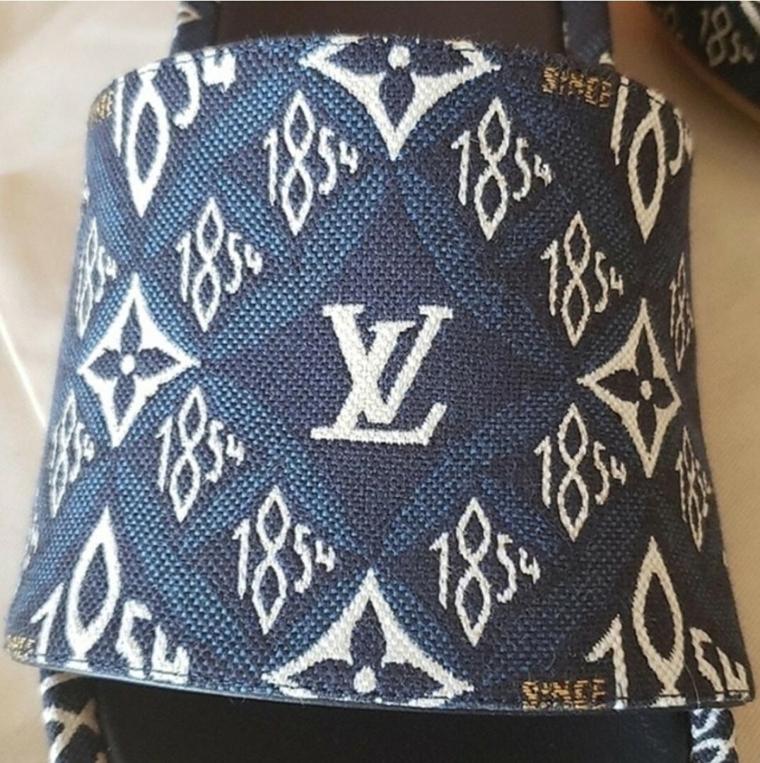 LOUIS VUITTON 1854 Blue MONOGRAM REVIVAL EMBROIDERED SANDAL
