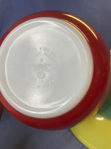 Vintage Set Of 4 Pyrex Primary Nesting Mixing Bowls, Complete 401 402 403 404 - Picture 5 of 12