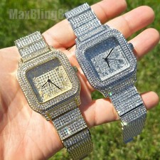 Men's Square Watch Luxury Rapper Simulated Diamond Metal Hip Hop Style Iced