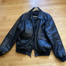 Men’s Vintage Clairborne Lamb skin Bomber Jacket Black India Large 90s