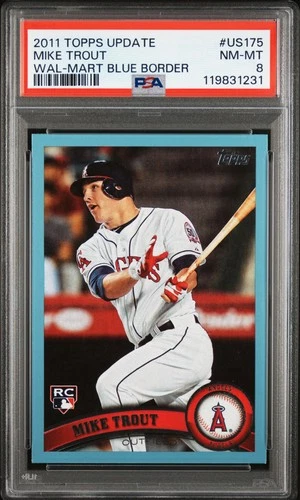 2011 TOPPS UPDATE WAL-MART BLUE BORDER #US175 MIKE TROUT ROOKIE RC PSA 8