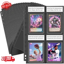 Top Loader Sleeves 4 Pocket, 20 Pack Toploader Binder Pages for 3X4 Baseball Car