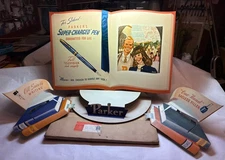 Rare 1940s Store Display W/Box Parker Fountain Pen Super-Charged Full Television
